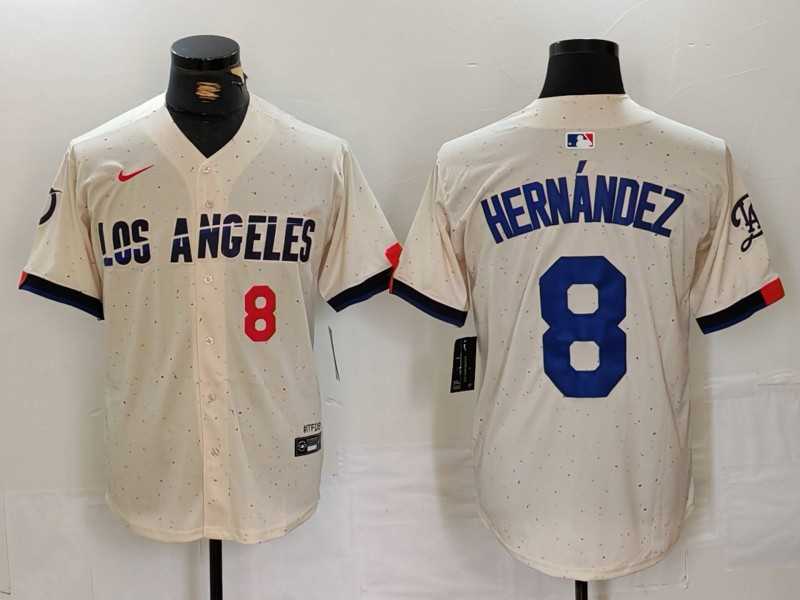 Men%27s Los Angeles Dodgers #8 Kike Hernandez Number Cream 2024 City Connect Limited Stitched Jerseys->los angeles dodgers->MLB Jersey
